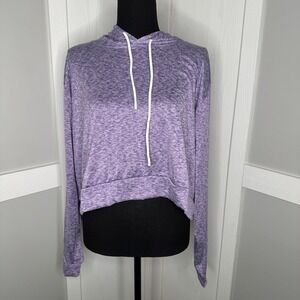 Real Essentials Lilac Cropped Hoodie Sweatshirt | Women's‎ Plus 3X Stretch
